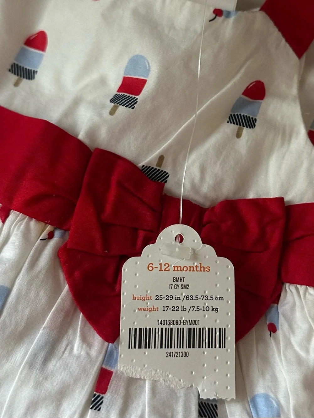 Gymboree Baby Popsicle Print Dress NWT Red White Blue Summer